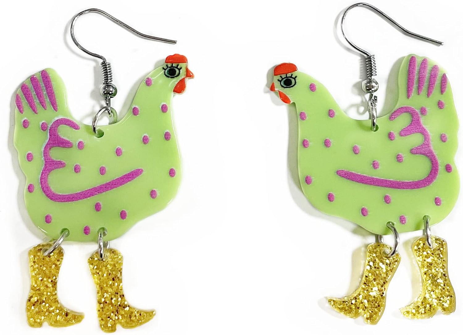 Animal Drop Earrings Colorful Boots Chicken Hen Dinosaur Lovely Panda with Bamboos Funny Animal Dangle Earrings For Women Christams Birthday Gift - QIAO Crystal我的商店QIAO Crystal