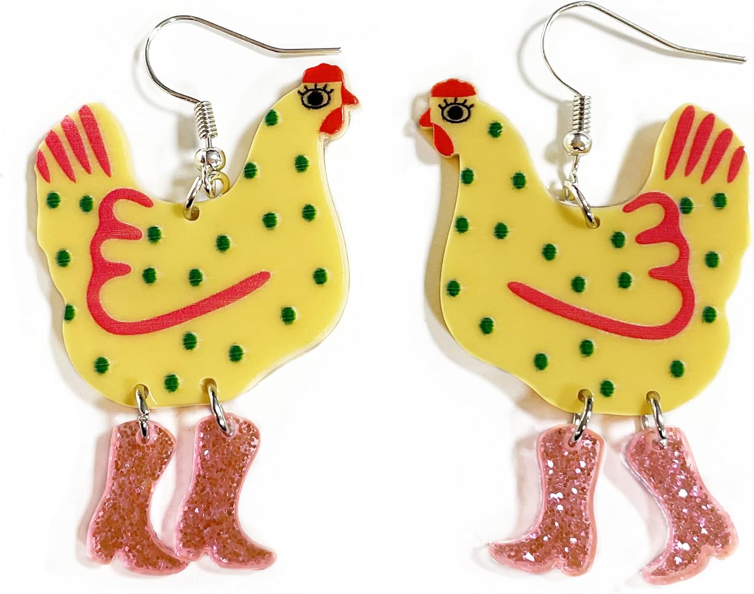 Animal Drop Earrings Colorful Boots Chicken Hen Dinosaur Lovely Panda with Bamboos Funny Animal Dangle Earrings For Women Christams Birthday Gift - QIAO Crystal我的商店QIAO Crystal