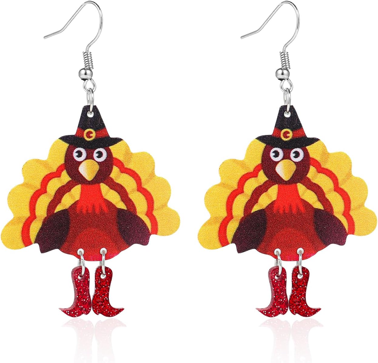 Animal Drop Earrings Colorful Boots Chicken Hen Dinosaur Lovely Panda with Bamboos Funny Animal Dangle Earrings For Women Christams Birthday Gift - QIAO Crystal我的商店QIAO Crystal