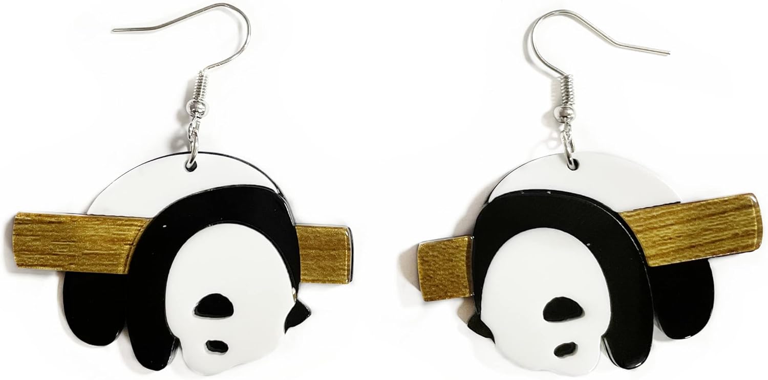 Animal Drop Earrings Colorful Boots Chicken Hen Dinosaur Lovely Panda with Bamboos Funny Animal Dangle Earrings For Women Christams Birthday Gift - QIAO Crystal我的商店QIAO Crystal