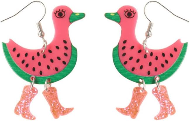 Animal Drop Earrings Colorful Boots Chicken Hen Dinosaur Lovely Panda with Bamboos Funny Animal Dangle Earrings For Women Christams Birthday Gift - QIAO Crystal我的商店QIAO Crystal