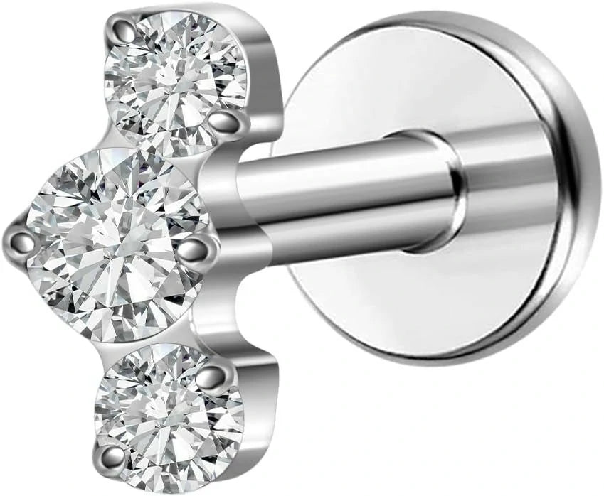 ASTM F136 Titanium 6mm 8mm Push In Fit Threadless Dainty Cartilage Piercing Jewelry - QIAO CrystalQIAO CrystalQIAO Crystal