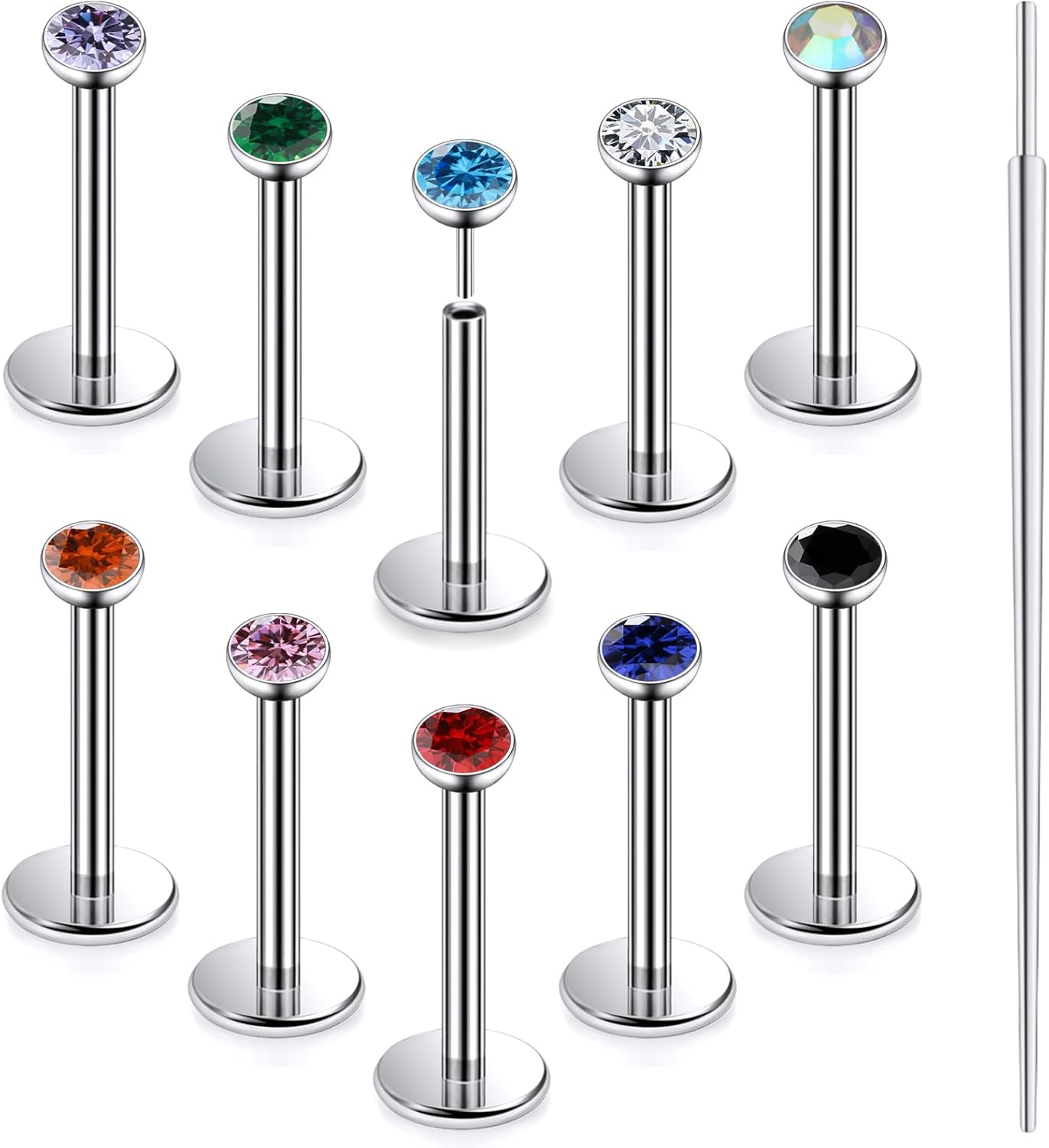 Astm F136 Titanium Threadless Flat Back Earrings Nose Studs Tragus Helix Conch Cartilage - QIAO CrystalQIAO CrystalQIAO Crystal