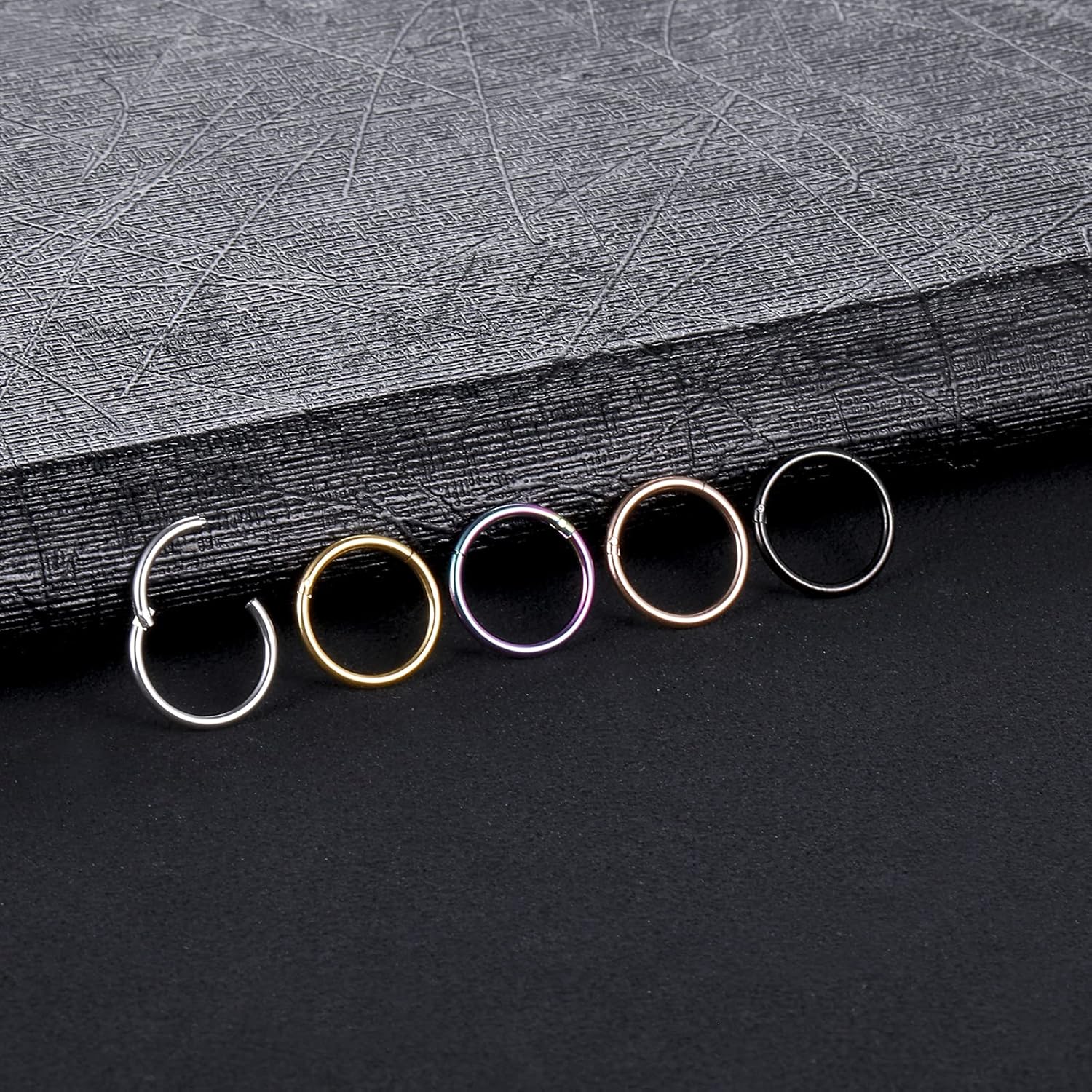 Aumeo 14G 16G 18G 20G Nose Ring Hoop Stainless Steel Hinged Segment Rings Hoops Nose Clicker Ring Tragus Helix Cartilage Daith Rook Earring Piercing Jewelry for Women Men - QIAO CrystalQIAO CrystalQIAO Crystal
