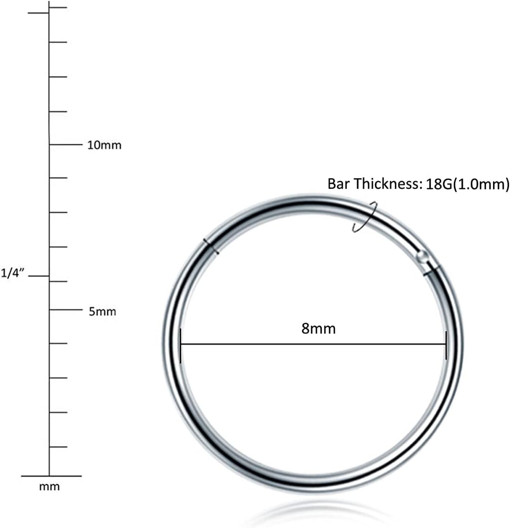 Aumeo 14G 16G 18G 20G Nose Ring Hoop Stainless Steel Hinged Segment Rings Hoops Nose Clicker Ring Tragus Helix Cartilage Daith Rook Earring Piercing Jewelry for Women Men - QIAO CrystalQIAO CrystalQIAO Crystal