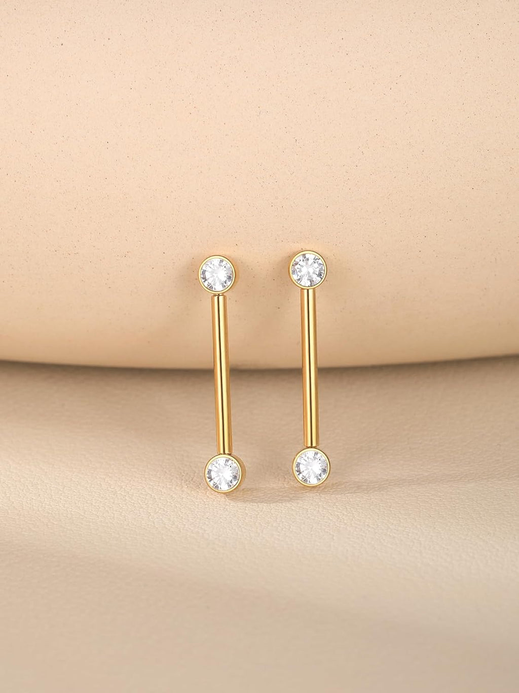 Aumeo 14G G23 Titanium Internally Threaded Nipple Rings Gold Nipple Piercing Jewelry for Women - QIAO CrystalQIAO CrystalQIAO Crystal