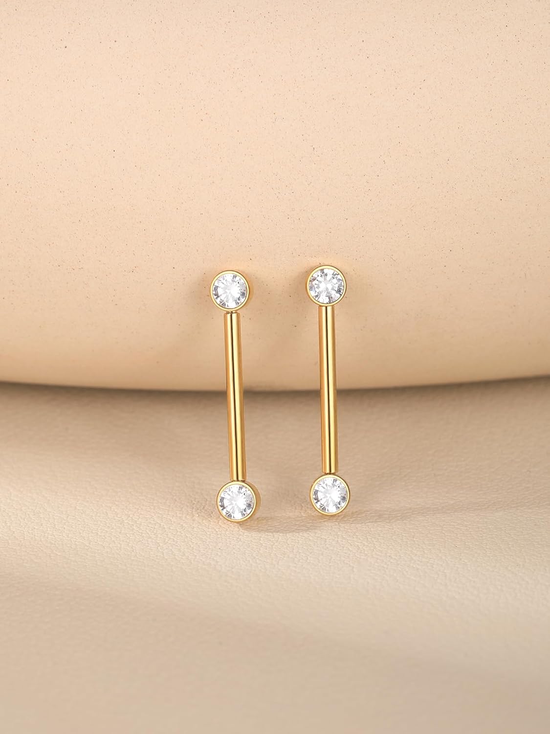 Aumeo 14G G23 Titanium Internally Threaded Nipple Rings Gold Nipple Piercing Jewelry for Women - QIAO CrystalQIAO CrystalQIAO Crystal