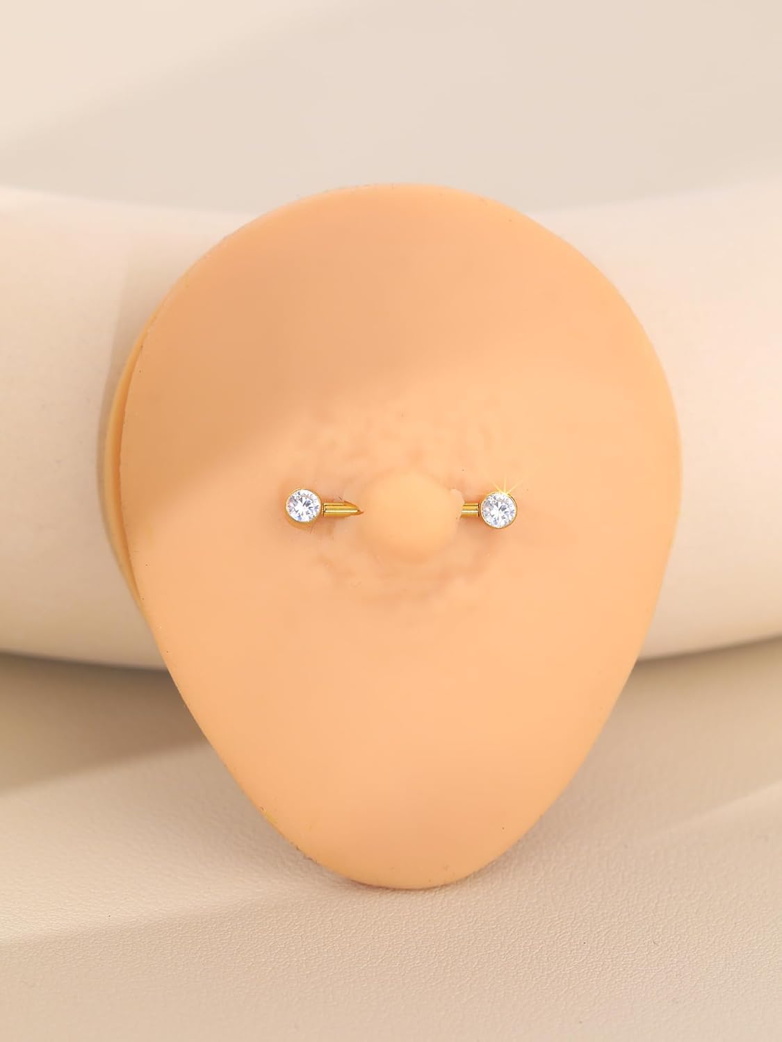 Aumeo 14G G23 Titanium Internally Threaded Nipple Rings Gold Nipple Piercing Jewelry for Women - QIAO CrystalQIAO CrystalQIAO Crystal