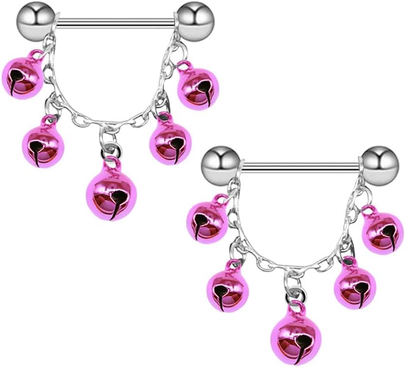  Bell Nipple Rings for Women 14G Christmas Red Green Bells Nipple Piercing Nipple Shield CZ Crystal Nipplerings Barbell Xmas Party Body Piercing Jewelry - QIAO CrystalQIAO CrystalQIAO Crystal