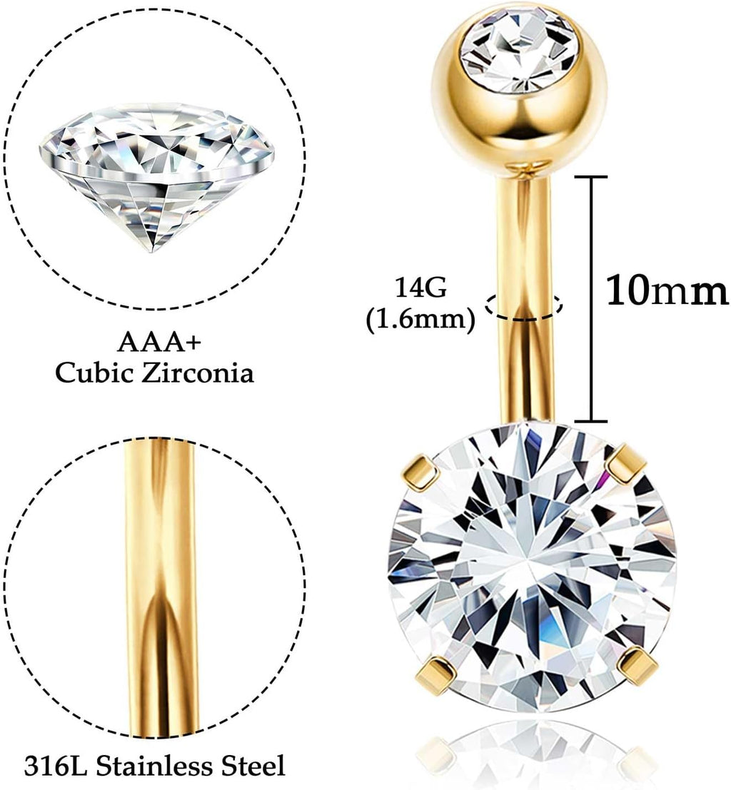 Belly Buton Ring Surgical Stainless Steel Belly Button Rings Hypoallergenic Belly Rings for Women Cute Pink CZ Heart Clicker Belly Button Piercings Navel Piercings Jewelry - 我的商店我的商店我的商店