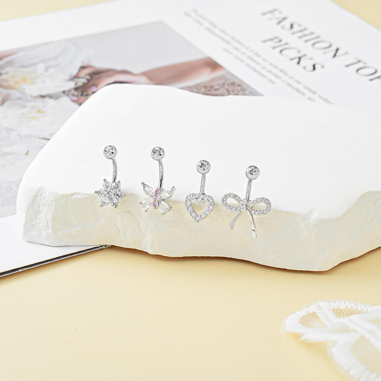 Belly Button Ring 14G Belly Piercing Jewelry Navel Rings Stainless Steel Belly Rings - 我的商店我的商店我的商店