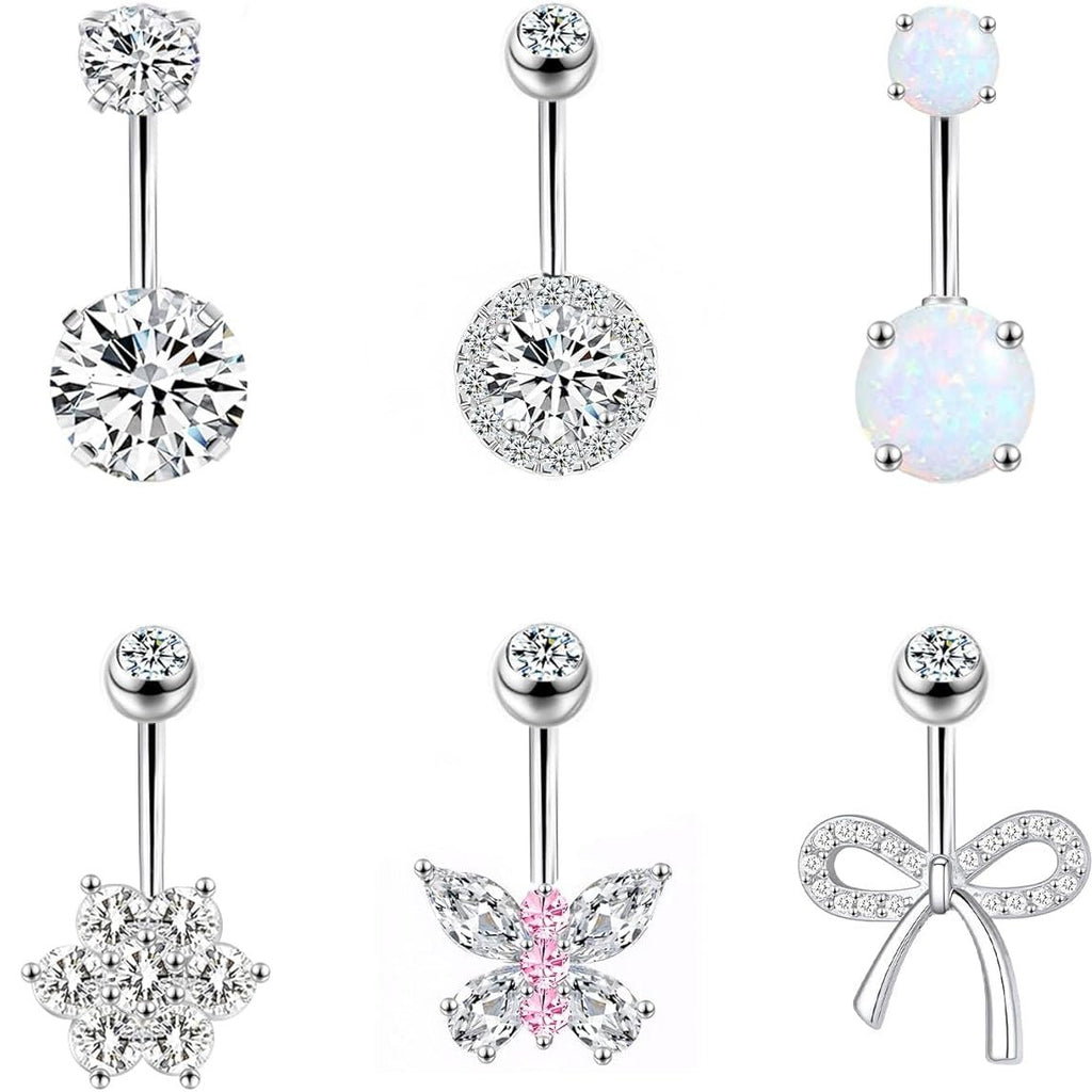 Belly Button Ring 14G Belly Piercing Jewelry Navel Rings Stainless Steel Belly Rings - 我的商店我的商店我的商店