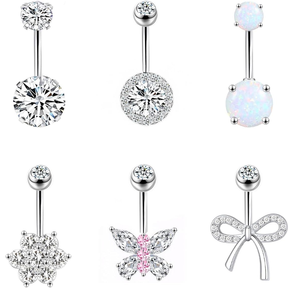 Belly Button Ring 14G Belly Piercing Jewelry Navel Rings Stainless Steel Belly Rings - 我的商店我的商店我的商店