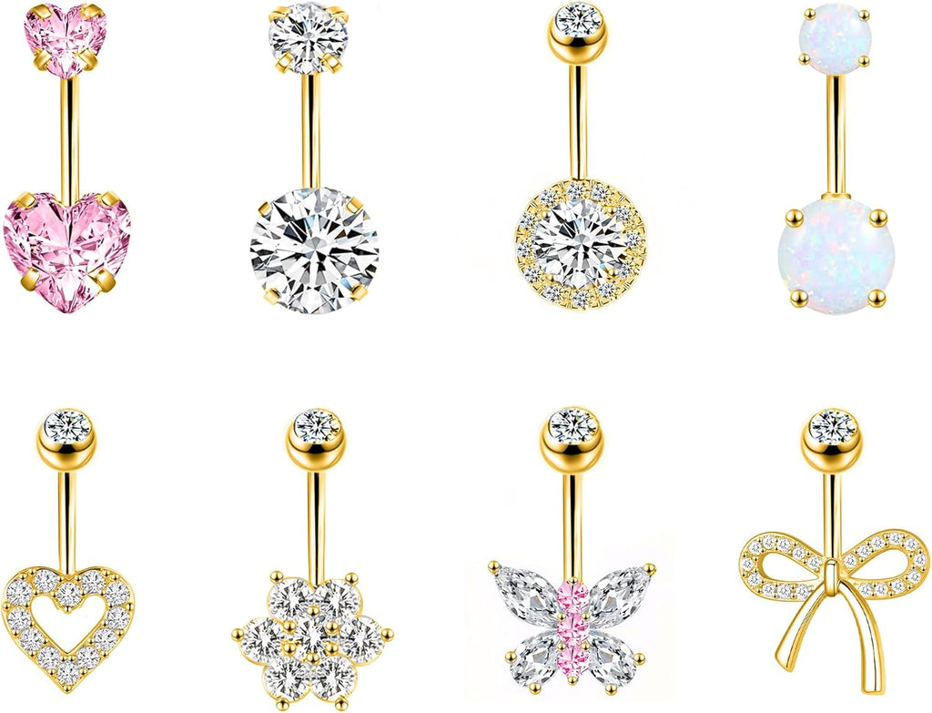 Belly Button Ring 14G Belly Piercing Jewelry Navel Rings Stainless Steel Belly Rings - 我的商店我的商店我的商店