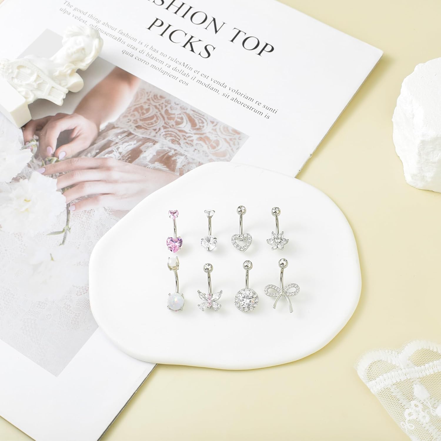 Belly Button Ring 14G Belly Piercing Jewelry Navel Rings Stainless Steel Belly Rings - 我的商店我的商店我的商店