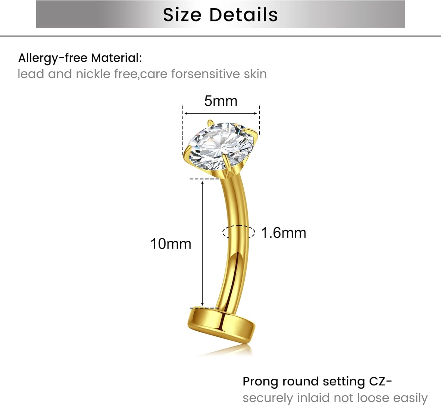 Belly Button Ring Clear CZ Dangle Belly Button Piercing Belly Rings Dangle Belly Button Rings Surgical Steel Teardrop Dangle Belly Button Jewelry for Women Silver Gold - 我的商店我的商店我的商店