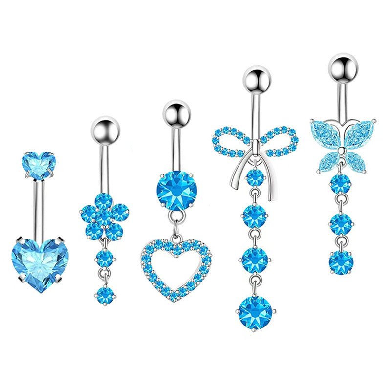 Belly Button Ring Dangle Stainless Steel Belly Rings 14G Belly Button Piercing Cute Navel Ring Belly Piercing Jewelry - QIAO Crystal我的商店QIAO Crystal