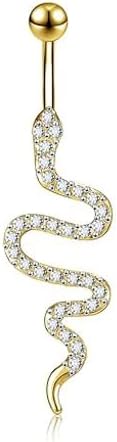 Belly Button Ring for Women Surgical Stainless Steel Dangle Belly Button Rings Sparkling Zircon Piercing Dangling Snake Navel Ring Piercing Jewelry for Women - 我的商店我的商店我的商店
