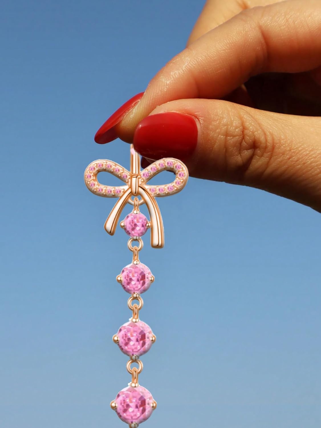 Belly Button Ring Surgical Stainless Steel Belly Button Rings for Women Pink Piercing Jewelry Dangling Belly Ring Pack - 我的商店我的商店我的商店