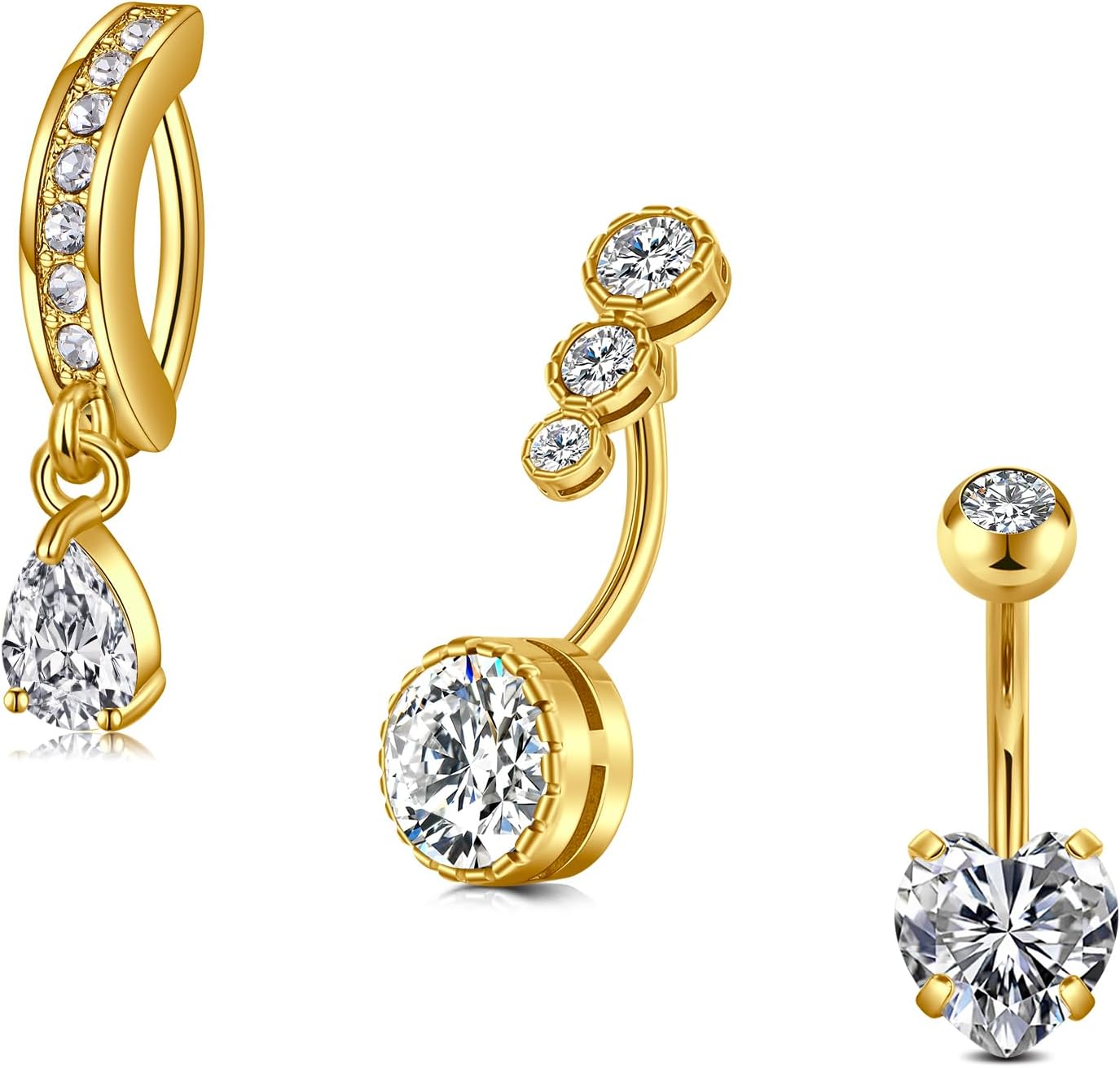 Belly Button Ring Surgical Steel Belly Rings for Women Hypoallergenic Belly Button Rings Clicker Belly Button Ring Belly Piercing Silver Rose Gold Pink Black Navel Rings for Women - 我的商店我的商店我的商店