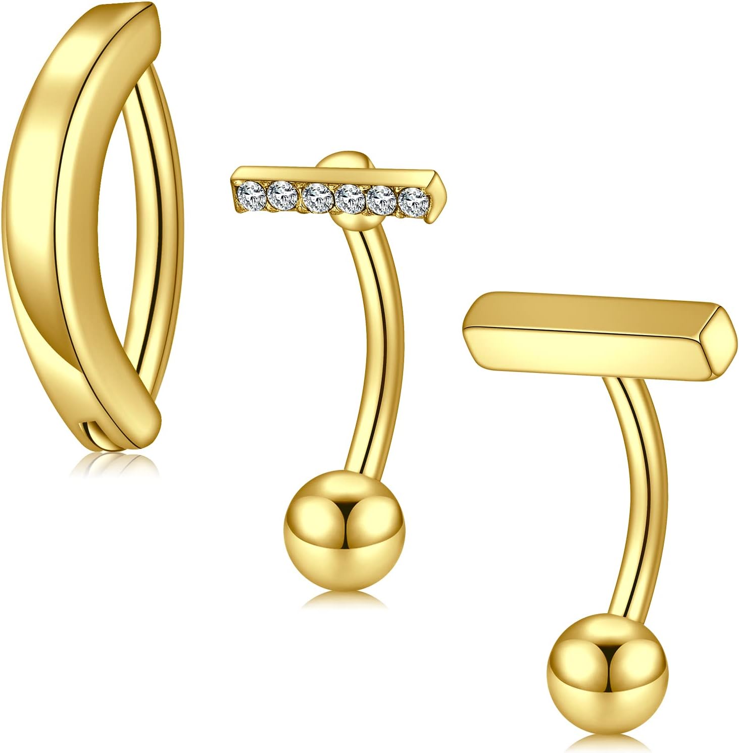 Belly Button Ring Surgical Steel Belly Rings for Women Hypoallergenic Belly Button Rings Clicker Belly Button Ring Belly Piercing Silver Rose Gold Pink Black Navel Rings for Women - 我的商店我的商店我的商店