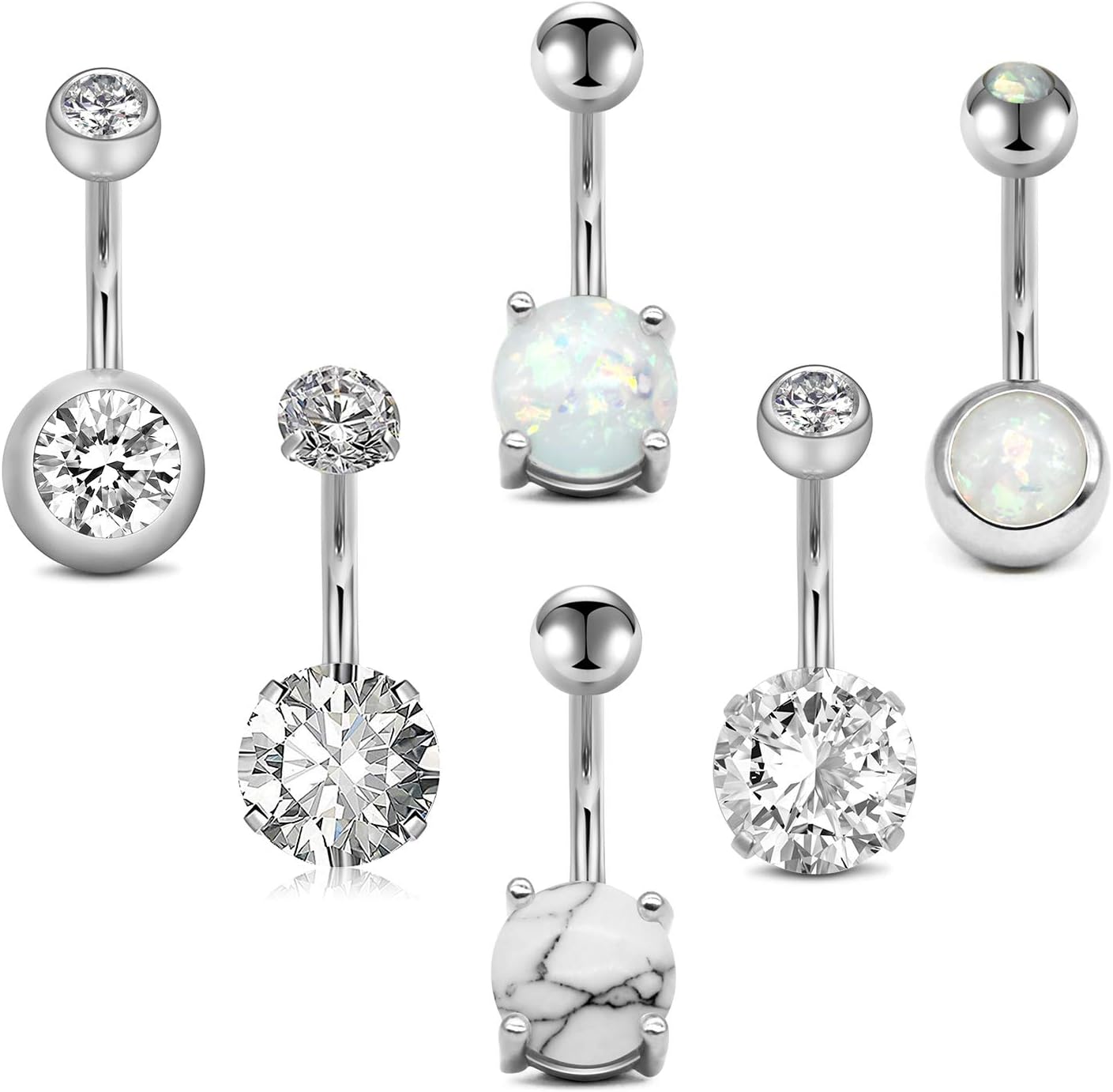 Belly Button Ring Surgical Steel Belly Rings for Women Hypoallergenic Belly Button Rings Clicker Belly Button Ring Belly Piercing Silver Rose Gold Pink Black Navel Rings for Women - 我的商店我的商店我的商店