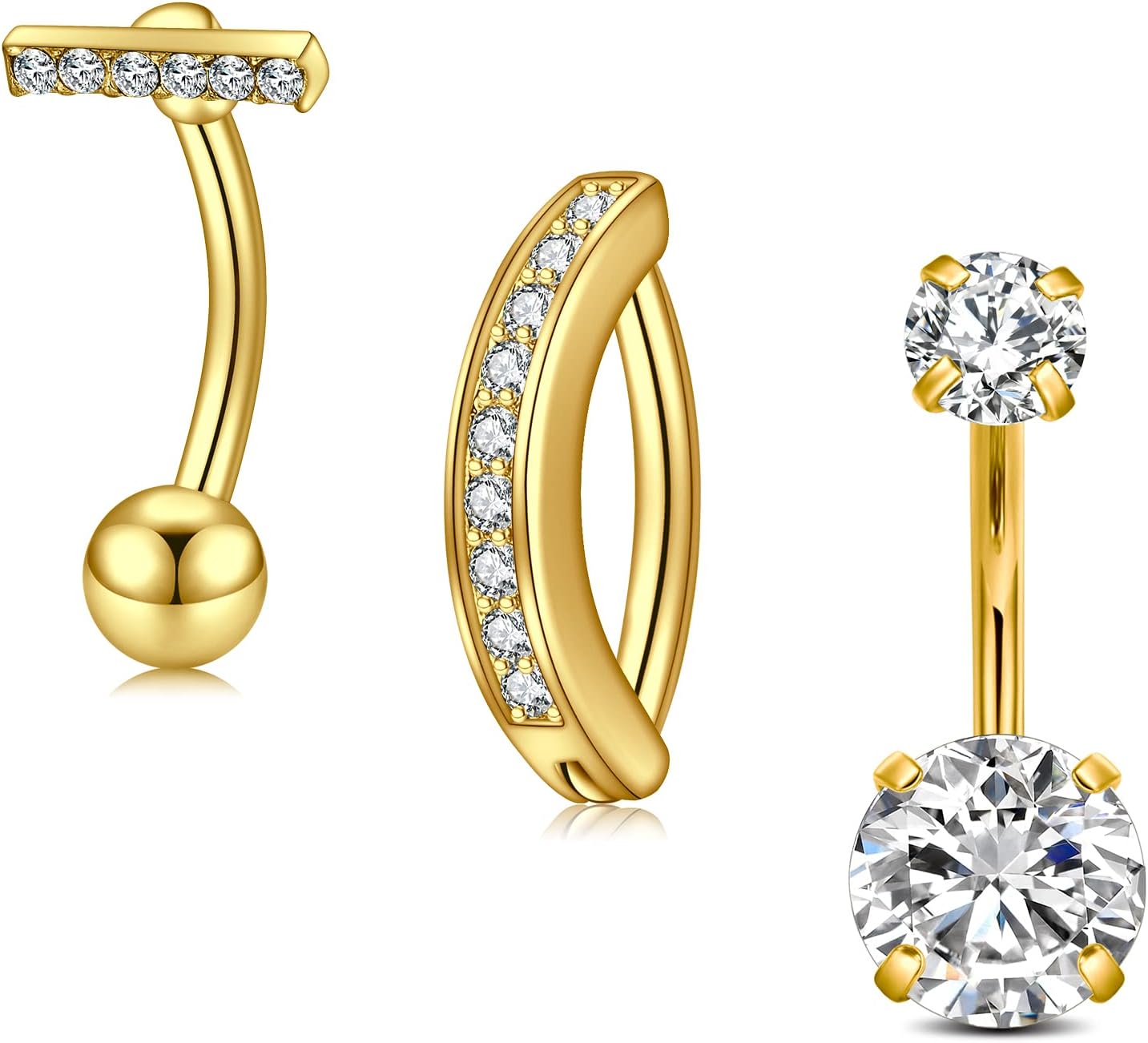 Belly Button Ring Surgical Steel Belly Rings for Women Hypoallergenic Belly Button Rings Clicker Belly Button Ring Belly Piercing Silver Rose Gold Pink Black Navel Rings for Women - 我的商店我的商店我的商店