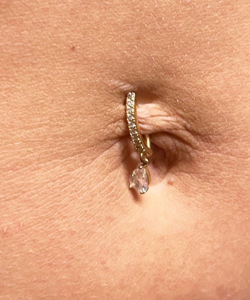 Belly Button Ring Surgical Steel Belly Rings for Women Hypoallergenic Belly Button Rings Clicker Belly Button Ring Belly Piercing Silver Rose Gold Pink Black Navel Rings for Women - 我的商店我的商店我的商店