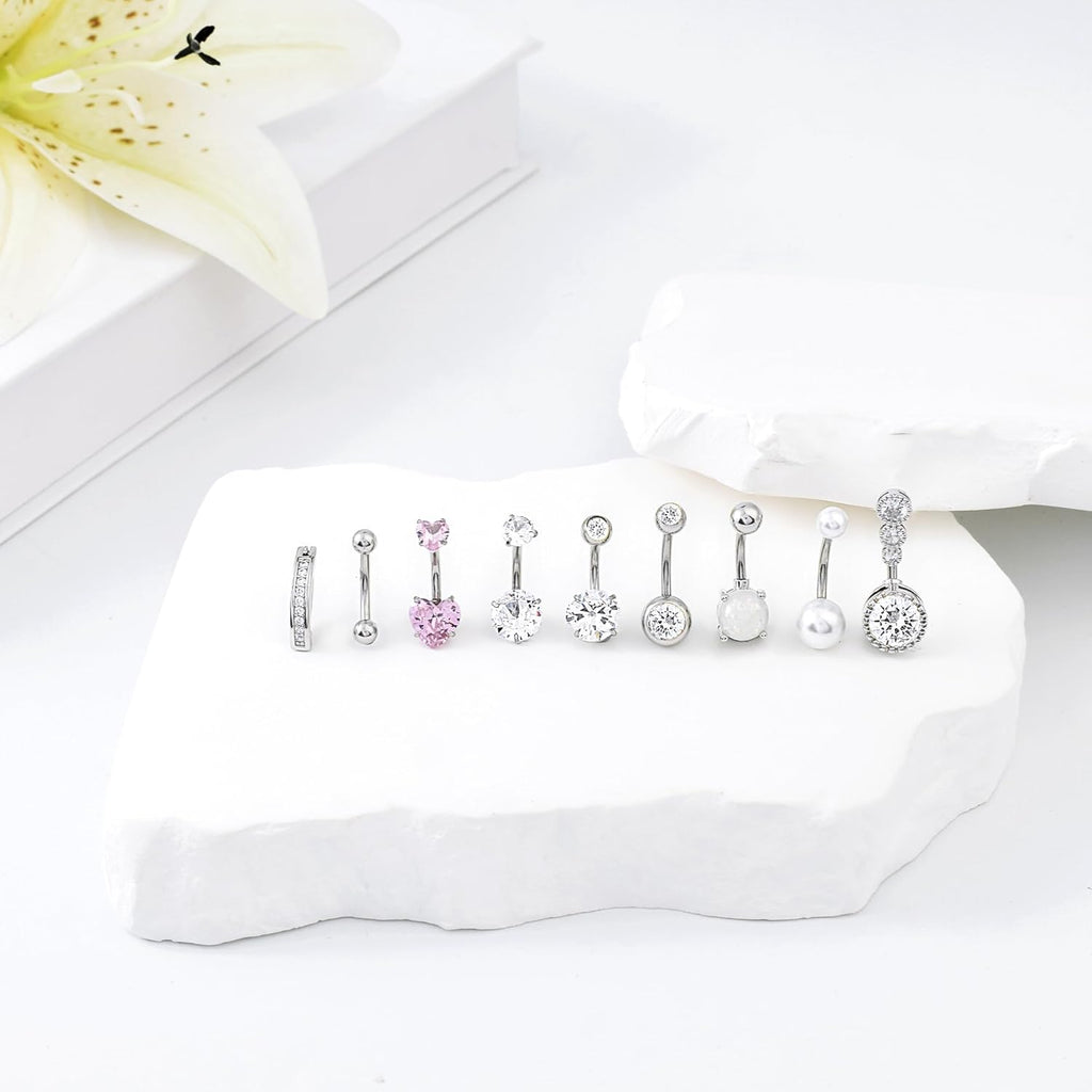 Belly Button Rings 14G Belly Piercing Jewelry Navel Rings Surgical Steel Belly Rings - 我的商店我的商店我的商店