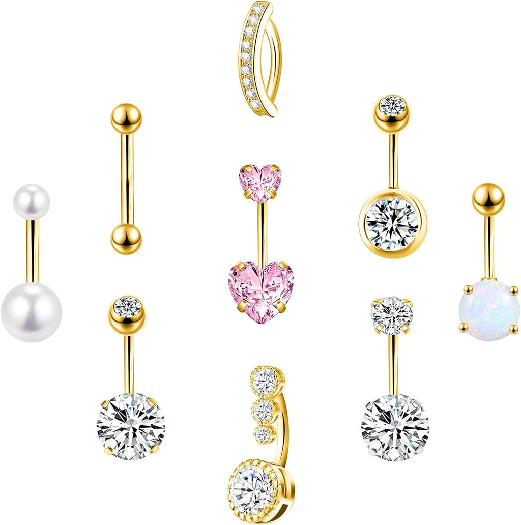 Belly Button Rings 14G Belly Piercing Jewelry Navel Rings Surgical Steel Belly Rings - 我的商店我的商店我的商店