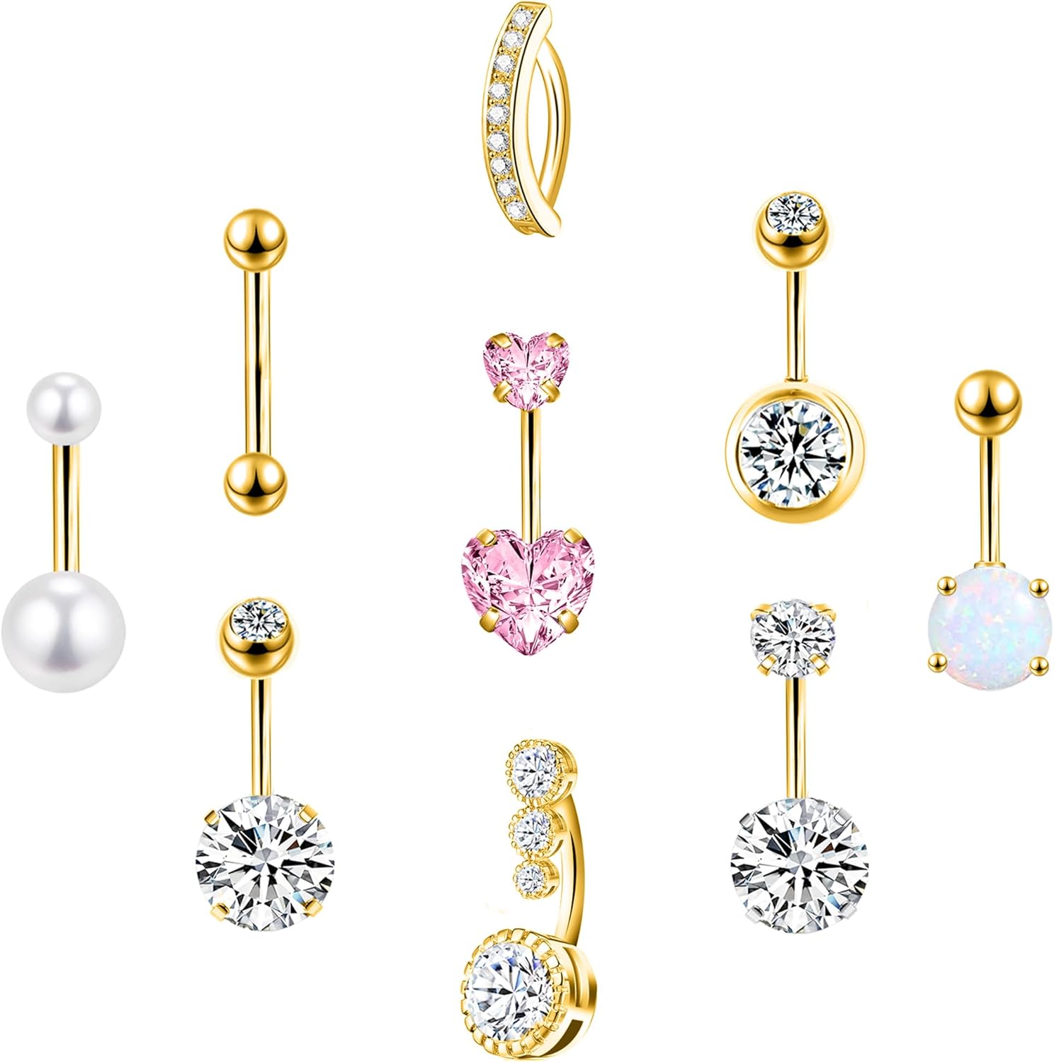 Belly Button Rings 14G Belly Piercing Jewelry Navel Rings Surgical Steel Belly Rings - 我的商店我的商店我的商店