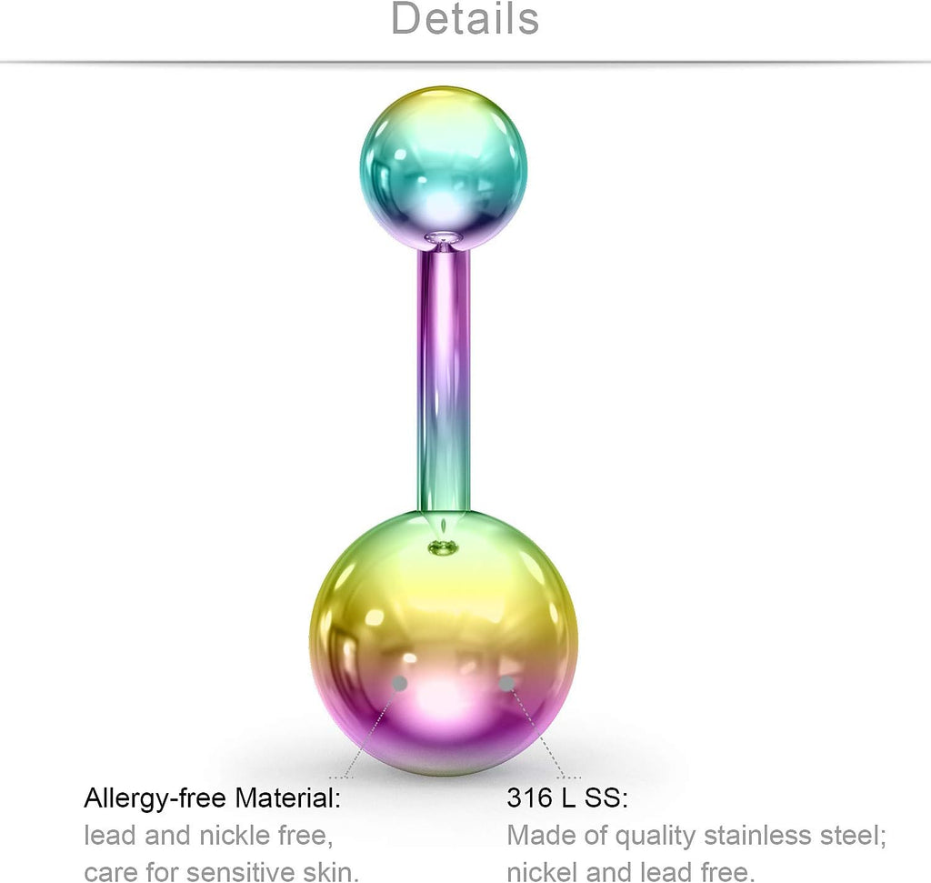 Belly Button Rings 14G Stainless Steel Navel Belly Earring CZ Heart Opal Navel Ring Barbell Body Piercing Jewelry 12PCS - 我的商店我的商店我的商店