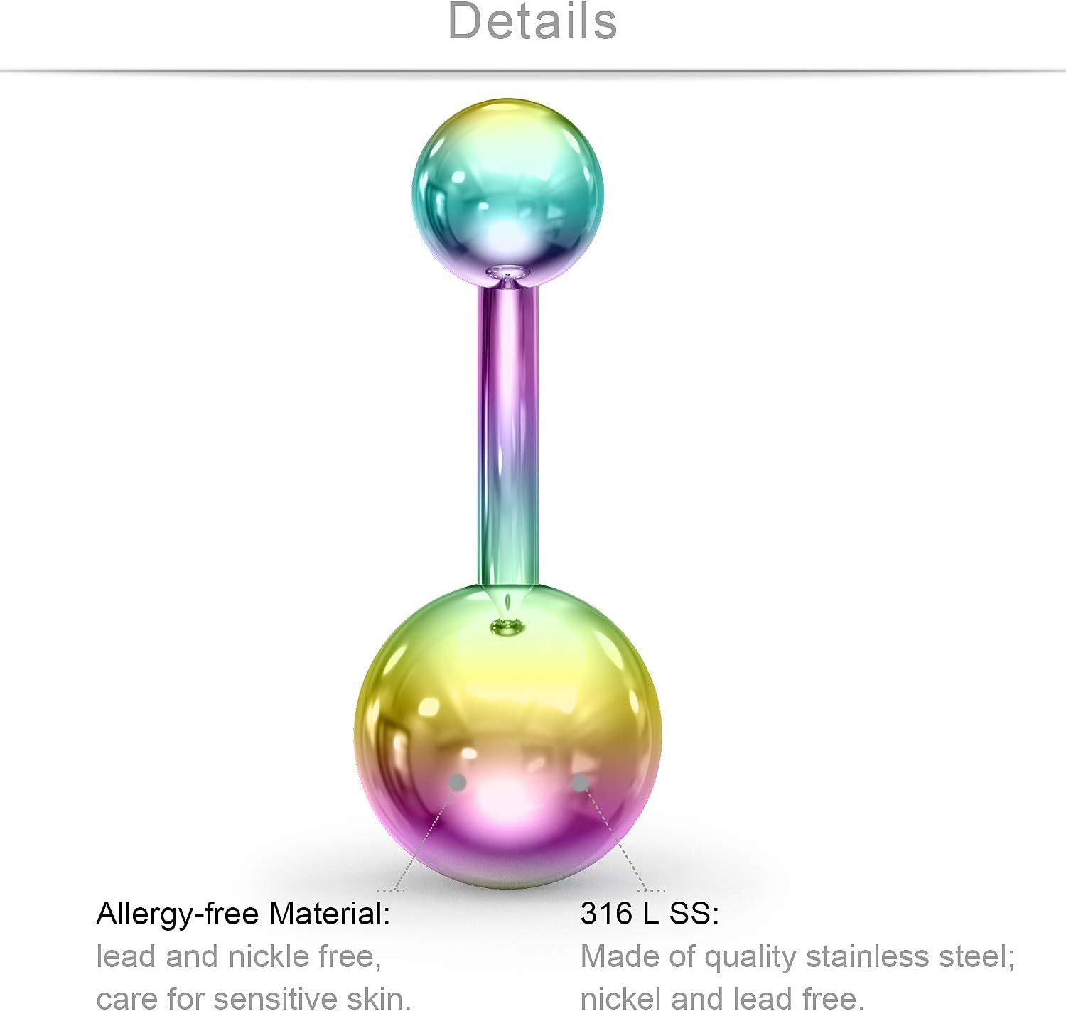 Belly Button Rings 14G Stainless Steel Navel Belly Earring CZ Heart Opal Navel Ring Barbell Body Piercing Jewelry 12PCS - 我的商店我的商店我的商店