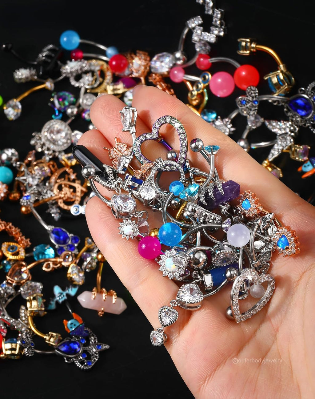 Belly Button Rings, 316L Stainless Steel Belly Rings, 14G Belly Button Piercing, Random 8PCS Belly Piercing Jewelry, Navel Rings for Women Sexy Girl - 我的商店我的商店我的商店