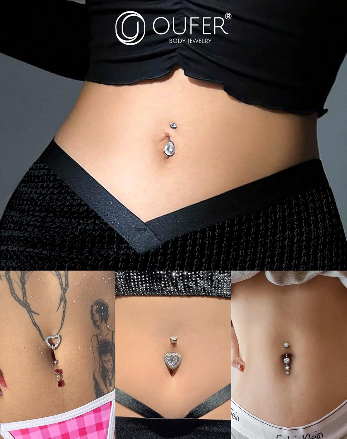 Belly Button Rings, 316L Stainless Steel Belly Rings, 14G Belly Button Piercing, Random 8PCS Belly Piercing Jewelry, Navel Rings for Women Sexy Girl - 我的商店我的商店我的商店