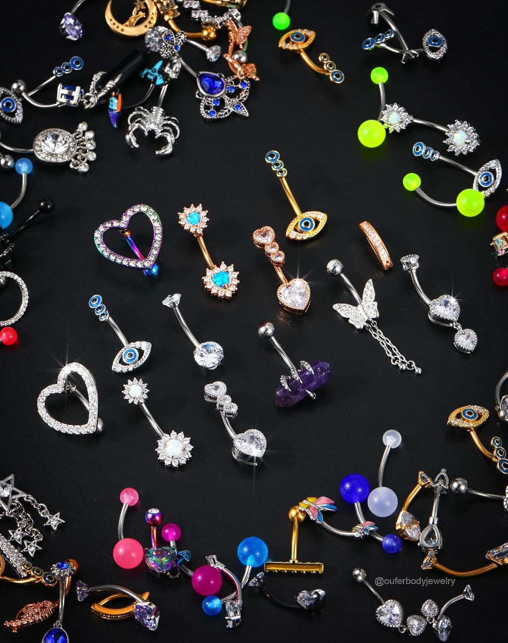 Belly Button Rings, 316L Stainless Steel Belly Rings, 14G Belly Button Piercing, Random 8PCS Belly Piercing Jewelry, Navel Rings for Women Sexy Girl - 我的商店我的商店我的商店