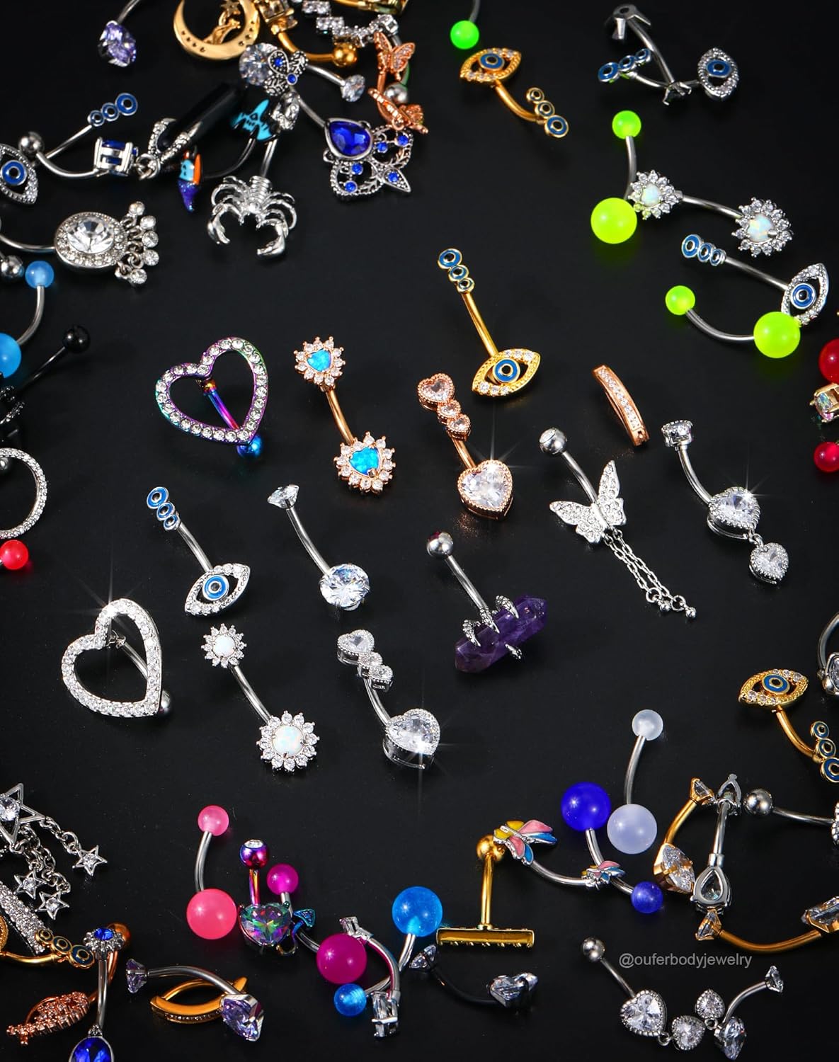 Belly Button Rings, 316L Stainless Steel Belly Rings, 14G Belly Button Piercing, Random 8PCS Belly Piercing Jewelry, Navel Rings for Women Sexy Girl - 我的商店我的商店我的商店