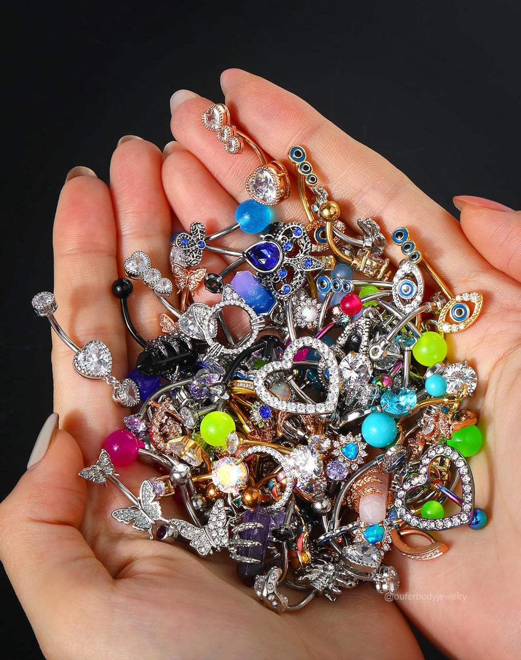 Belly Button Rings, 316L Stainless Steel Belly Rings, 14G Belly Button Piercing, Random 8PCS Belly Piercing Jewelry, Navel Rings for Women Sexy Girl - 我的商店我的商店我的商店