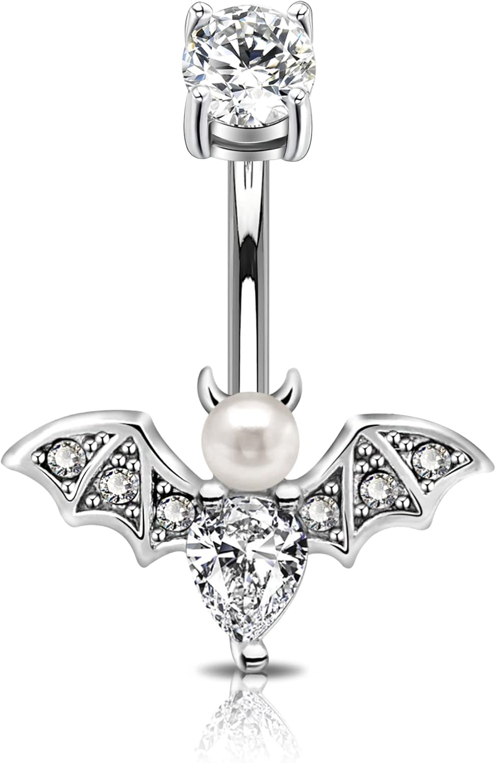 Belly Button Rings Bat Belly Rings 316L Stainless Steel Belly Piercing 14g Navel Ring for Women Navel Piercing Belly Bar Body Jewelry for Halloween Day - 我的商店我的商店我的商店