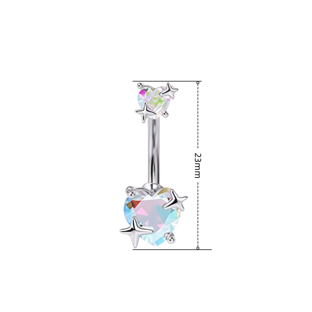 Belly Button Rings Navel Rings Surgical Steel 14g CZ Cute Heart Shape Body Piecing Jewelry for Women - QIAO Crystal我的商店QIAO Crystal