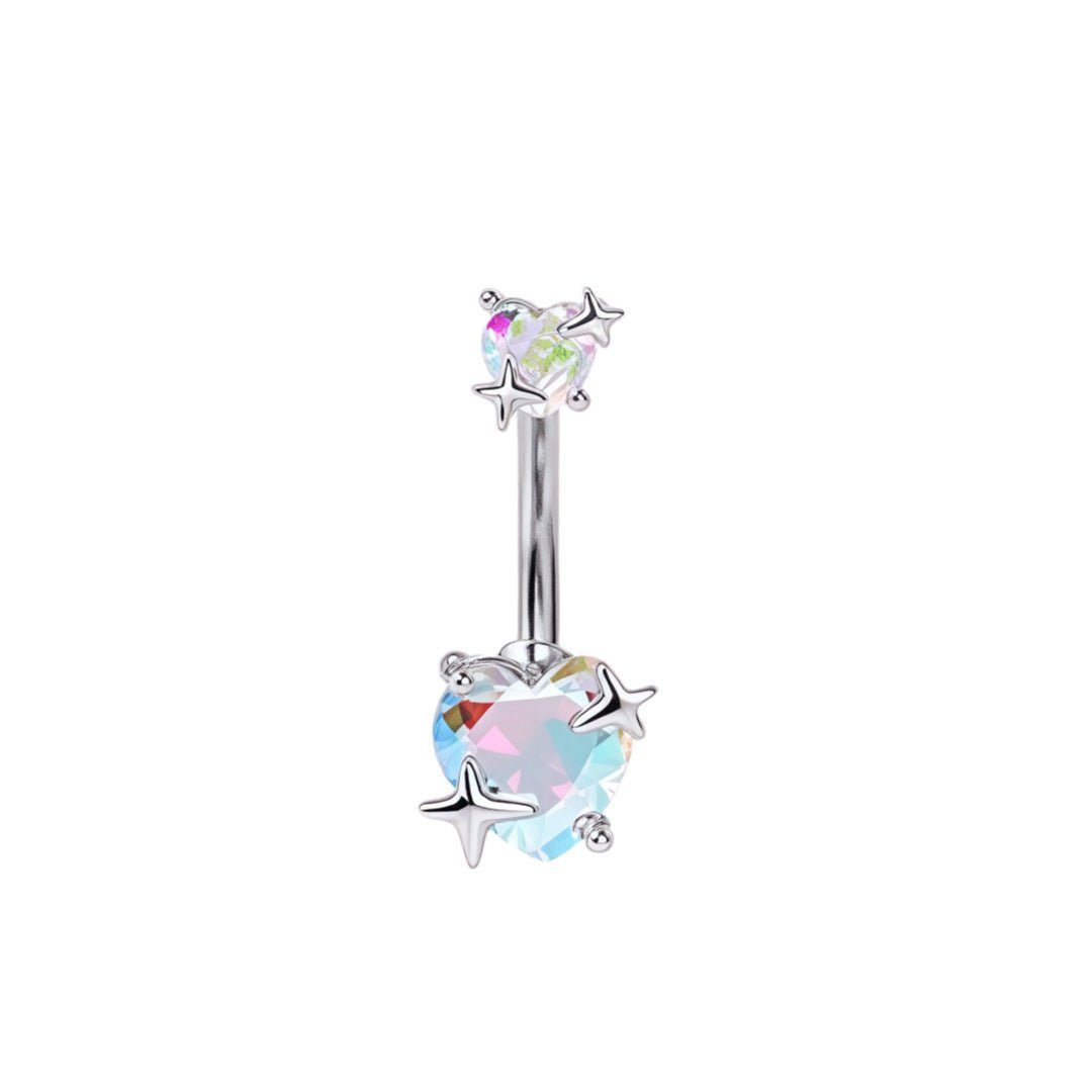 Belly Button Rings Navel Rings Surgical Steel 14g CZ Cute Heart Shape Body Piecing Jewelry for Women - QIAO Crystal我的商店QIAO Crystal