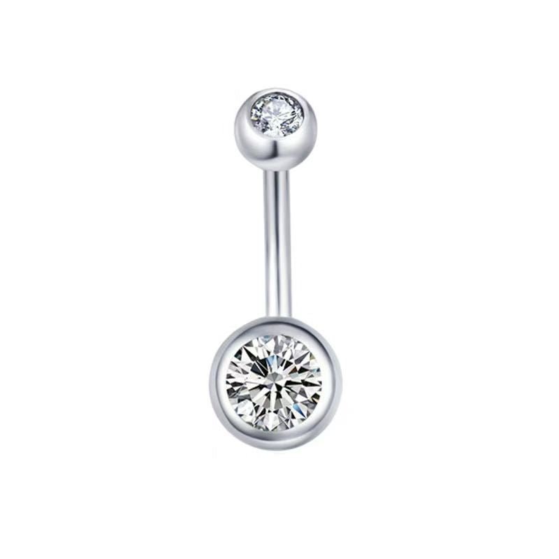 Belly Button Rings Round Cubic Zirconia Navel Barbell Stud Body Piercing - QIAO Crystal我的商店QIAO Crystal