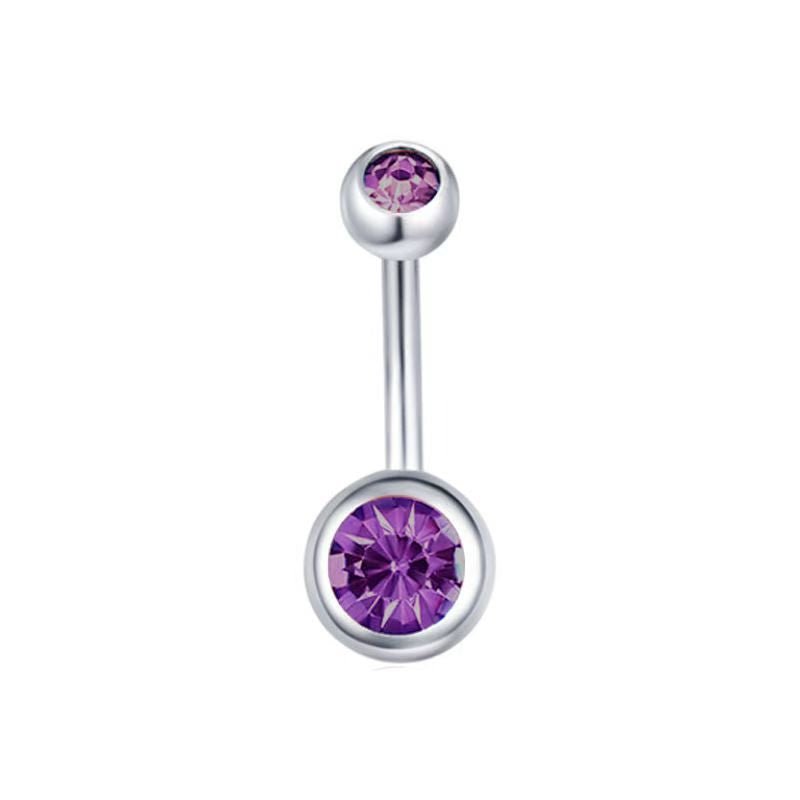 Belly Button Rings Round Cubic Zirconia Navel Barbell Stud Body Piercing - QIAO Crystal我的商店QIAO Crystal