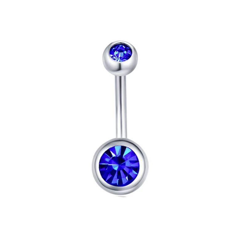 Belly Button Rings Round Cubic Zirconia Navel Barbell Stud Body Piercing - QIAO Crystal我的商店QIAO Crystal