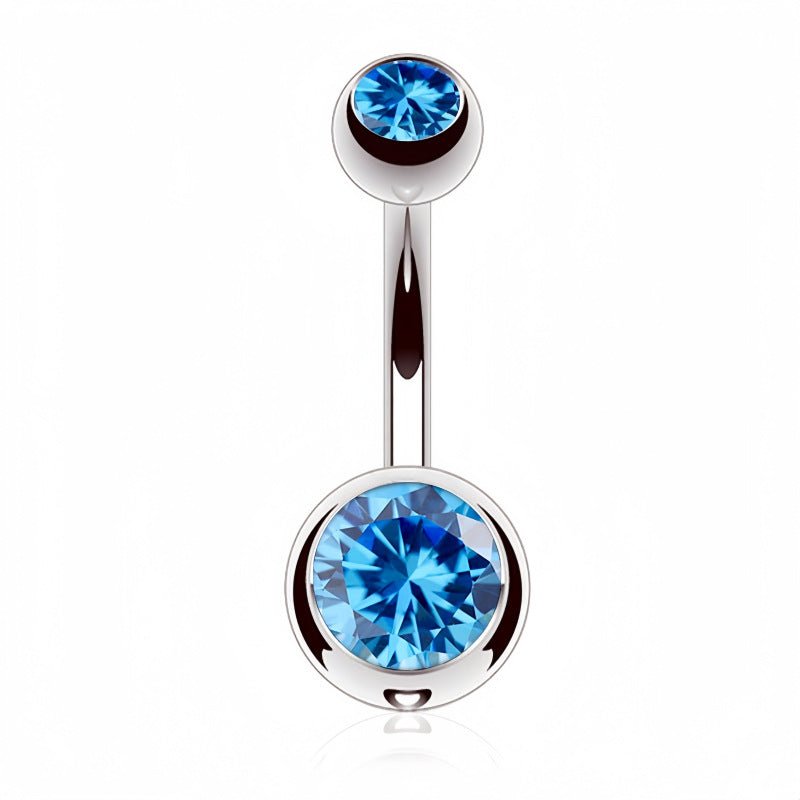 Belly Button Rings Round Cubic Zirconia Navel Barbell Stud Body Piercing - QIAO Crystal我的商店QIAO Crystal
