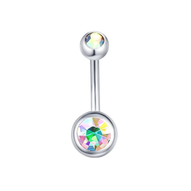 Belly Button Rings Round Cubic Zirconia Navel Barbell Stud Body Piercing - QIAO Crystal我的商店QIAO Crystal