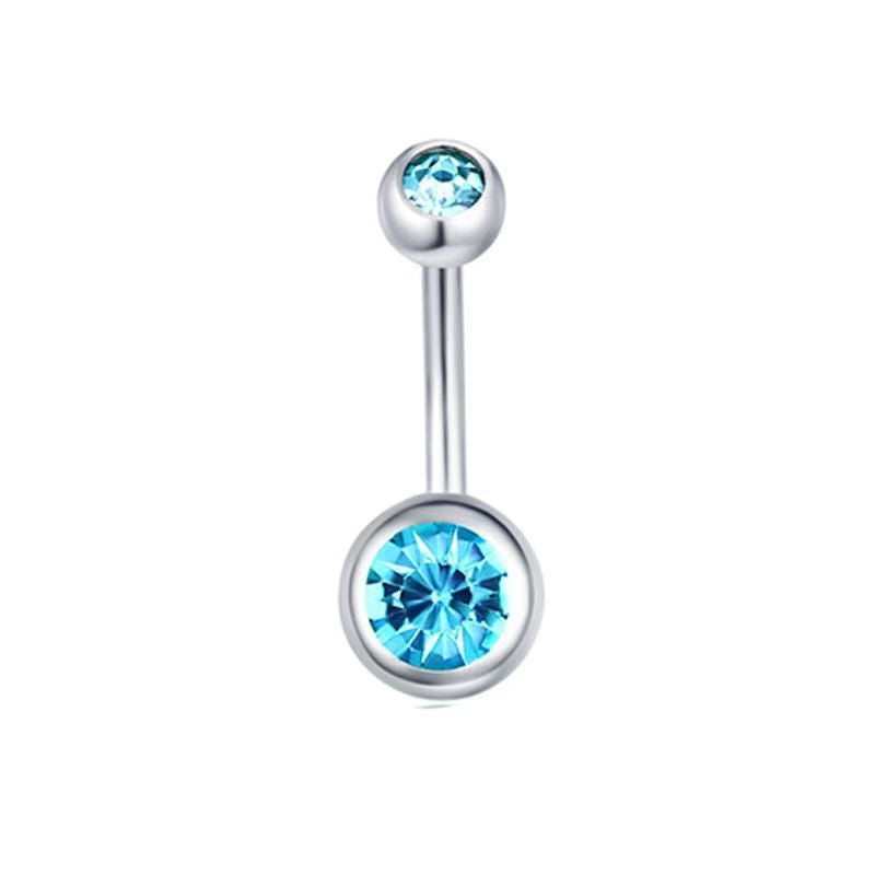 Belly Button Rings Round Cubic Zirconia Navel Barbell Stud Body Piercing - QIAO Crystal我的商店QIAO Crystal