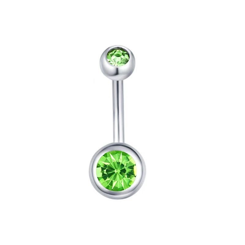 Belly Button Rings Round Cubic Zirconia Navel Barbell Stud Body Piercing - QIAO Crystal我的商店QIAO Crystal