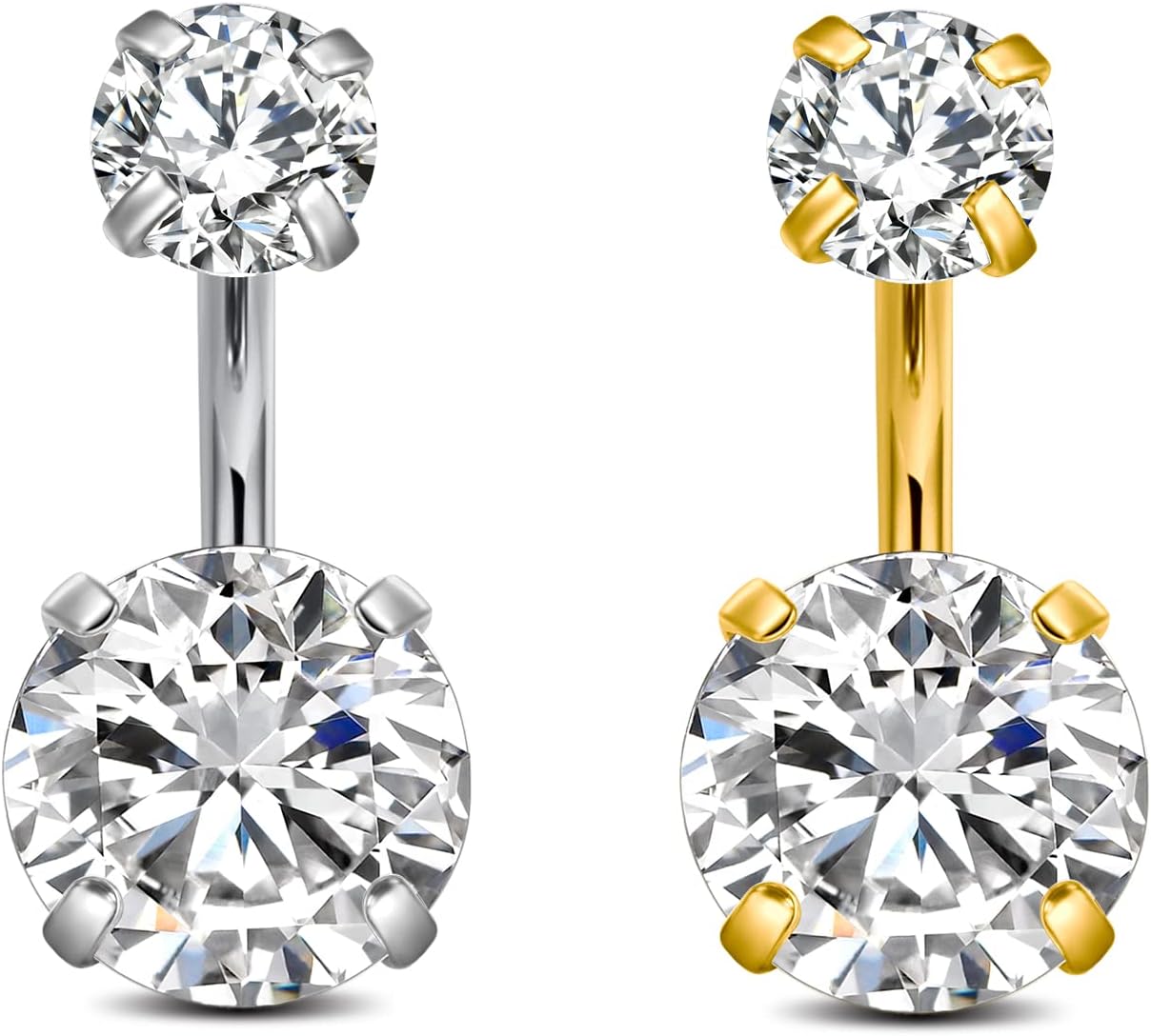 Belly Button Rings Short Bar for Women Stainless Steel Belly Ring Navel Piercing Jewelry 14g Colorful Ball Pack 6mm 1/4” 8mm 5/16“ 10mm - 我的商店我的商店我的商店