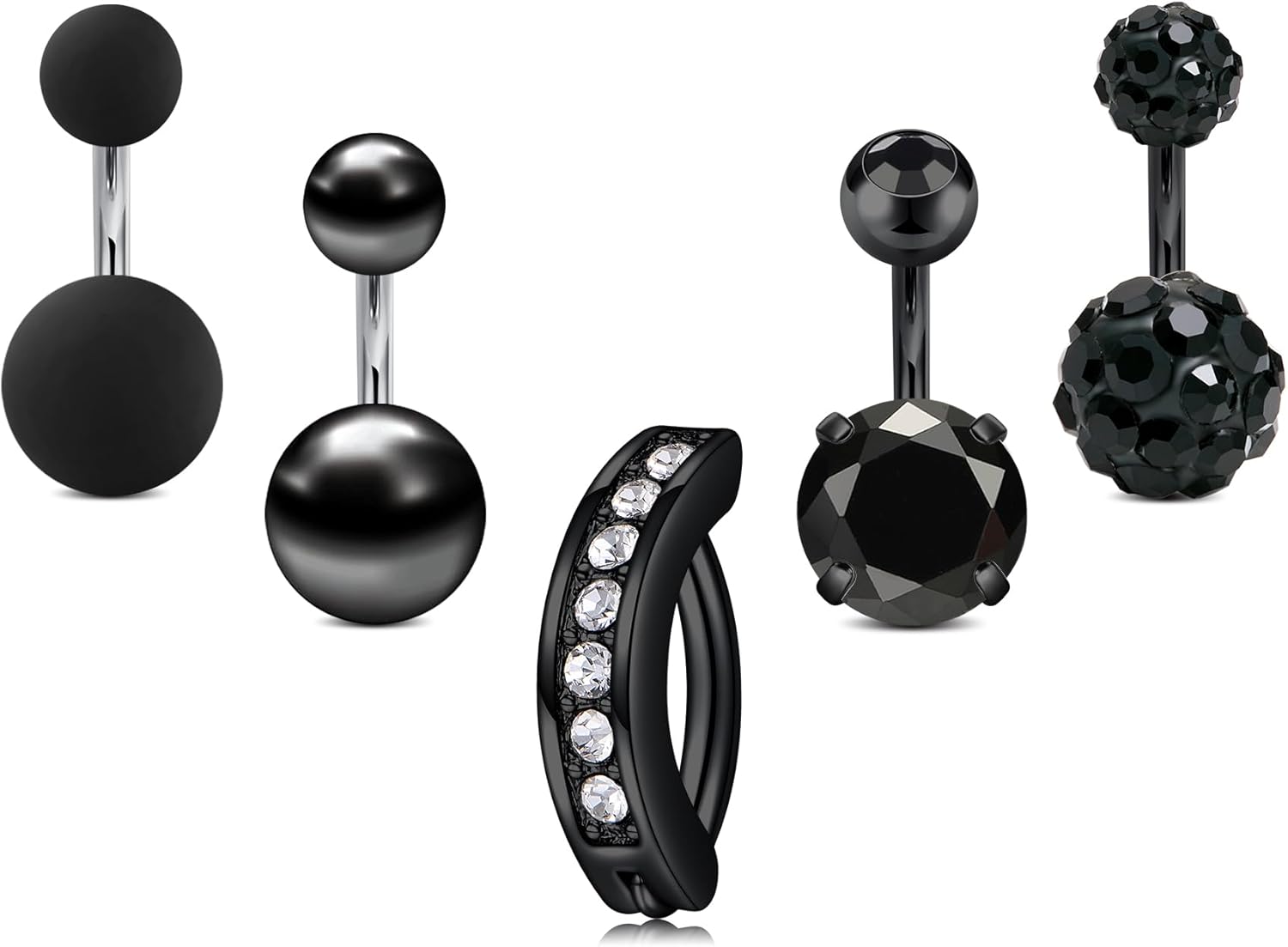 Belly Button Rings Short Bar for Women Stainless Steel Belly Ring Navel Piercing Jewelry 14g Colorful Ball Pack 6mm 1/4” 8mm 5/16“ 10mm - 我的商店我的商店我的商店